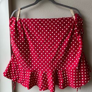 Plus Size Red High Waisted Polka Dot Swim Skirt
